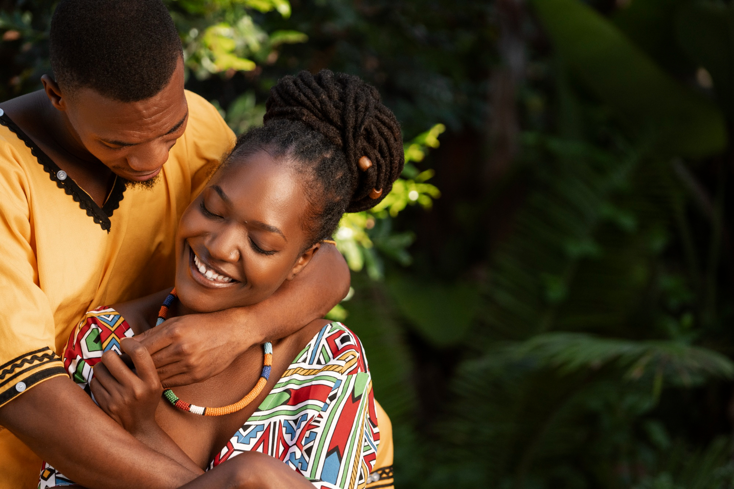 Man and woman embracing